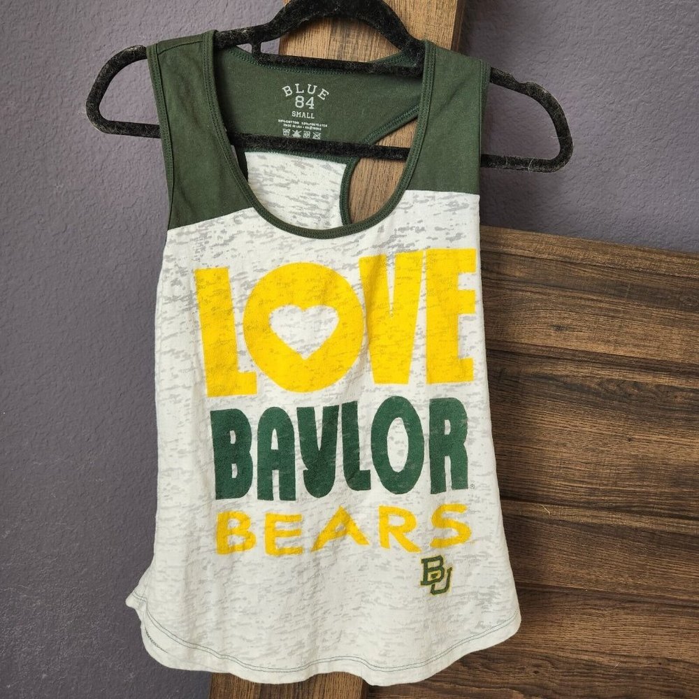 Blue 84 Womens Tank Top Size Small Green Yellow Love Baylor‎ Bears Racerback